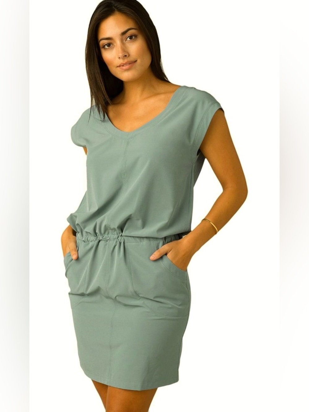 prAna Norma Athleisure Capped Sleeve Adjustable Waist Mini Dress
